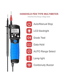 Holdpeak - Medidor de tensión de 38 C tipo bolígrafo digital de 6000 contadores de voltímetro eléctrico con linterna