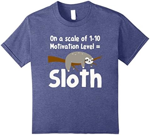 Kids Lazy Sloth T-Shirt No Motivation Fun Animal Shirt 8 Heather Blue