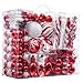 Valery Madelyn Christmas Ball Ornaments Decor, 155ct Traditional Red and White Shatterproof Assorted Christmas Tree Ornaments Value Pack for Xmas Holiday Decoration