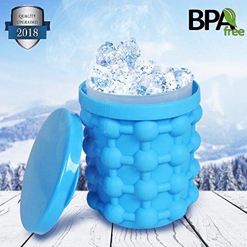 Ice Cube Maker Genie Silicone Ice Bucket The Revolutionary Space Saving Ice Cube Trays Molds with Lid Ice Ball Maker For Chilling Burbon Whiskey,Cocktail,Beverages and More
