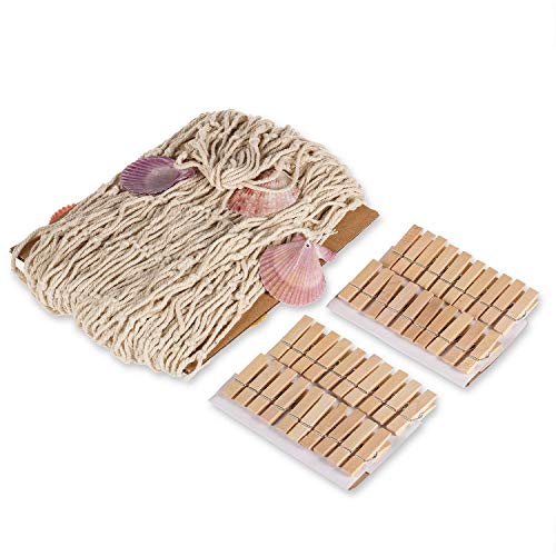 HAYATA ⭐️Photo Hanging Display with 40 Clip Fishing Net Wall Decor - Picture Frames & Prints Multi Photos Organizer & Collage Artworks - Nautical Decorative Dorm Bedroom Christmas Decorations