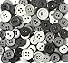 Favorite Findings Round Buttons, Value Pack of 130, Various Styles and Sizes - Various Shades of Grey & Pearlized