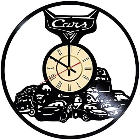 Fun Door Cars 2 Lightning MCQueen Vinyl Record Wall Clock - Get unique nursery wall decor - Gift ideas for girls and boys, kids - Unique Walt Disney art design