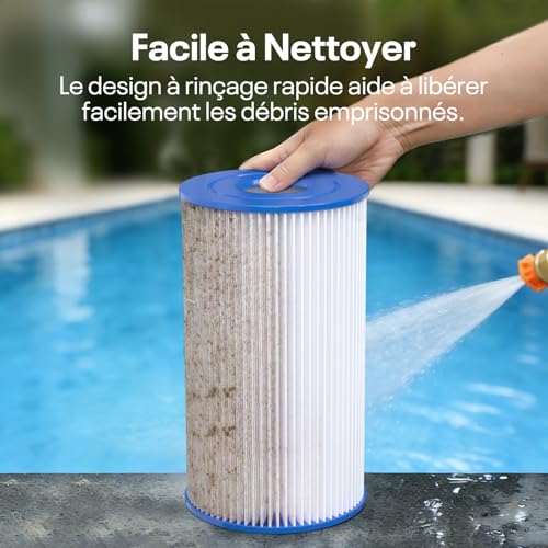 POOLPURE Lot de 6 Cartouche Type IV/B, Cartouche de Filtration B pour 58095 et 29005/59905, Filtre de Piscine pour Pompe de Filtration, 14,5 x 14,5 x 25,5 cm