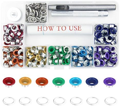 Gumindaris Grommet Kit with 210 Set 7 colors Grommets, 1/4-Inch