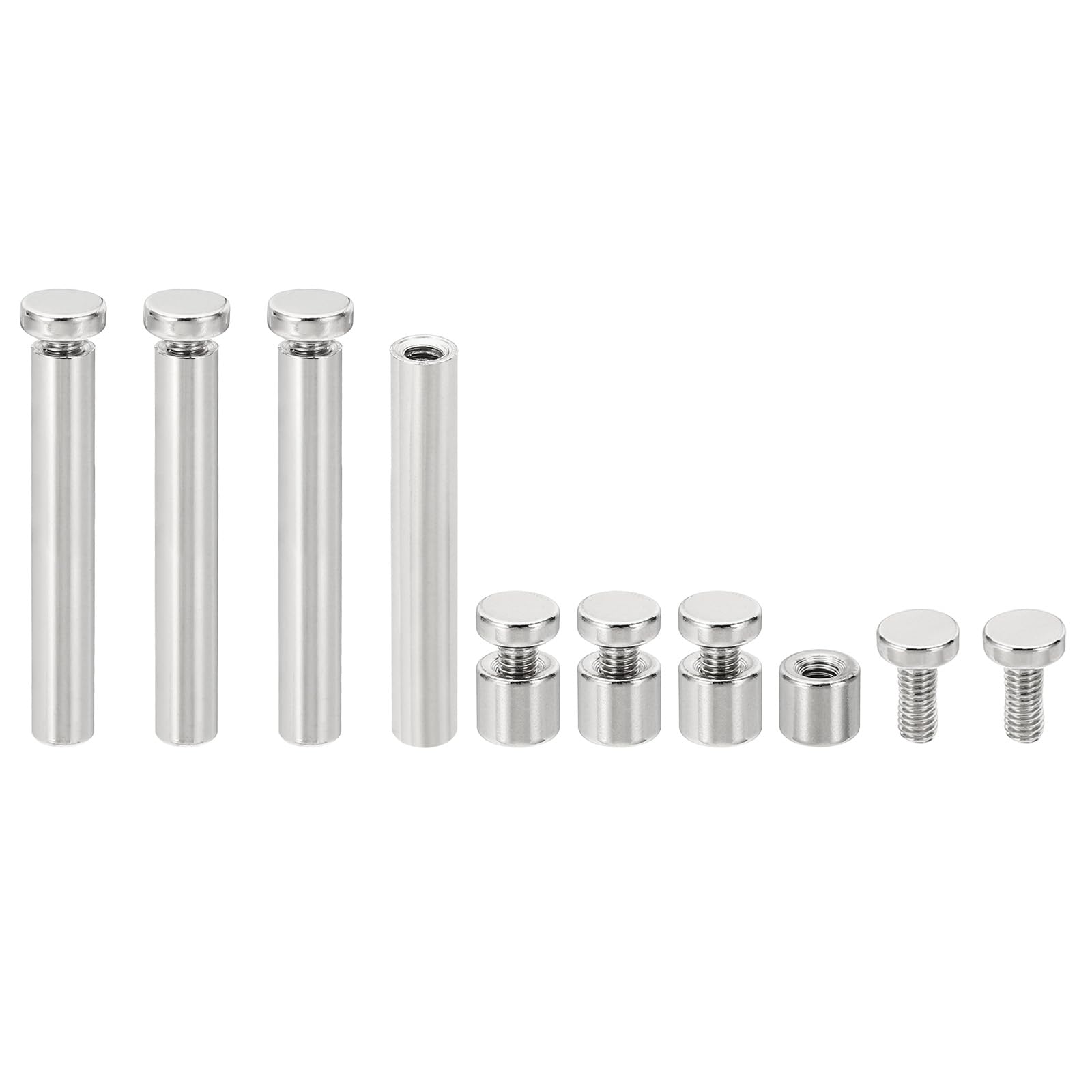 PATIKIL 1/4 x 1.6 inch Sign Standoff Screws, 4 Set Stainless Steel Wall Standoff Mounting Hardware Advertising Glass Nail for Hanging Acrylic Picture Frame Acrylic Panel, Silver