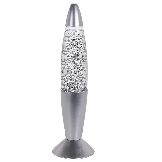 Glitter-Lampe mit LED und Farbwechsel, 35 x 10 cm, silber