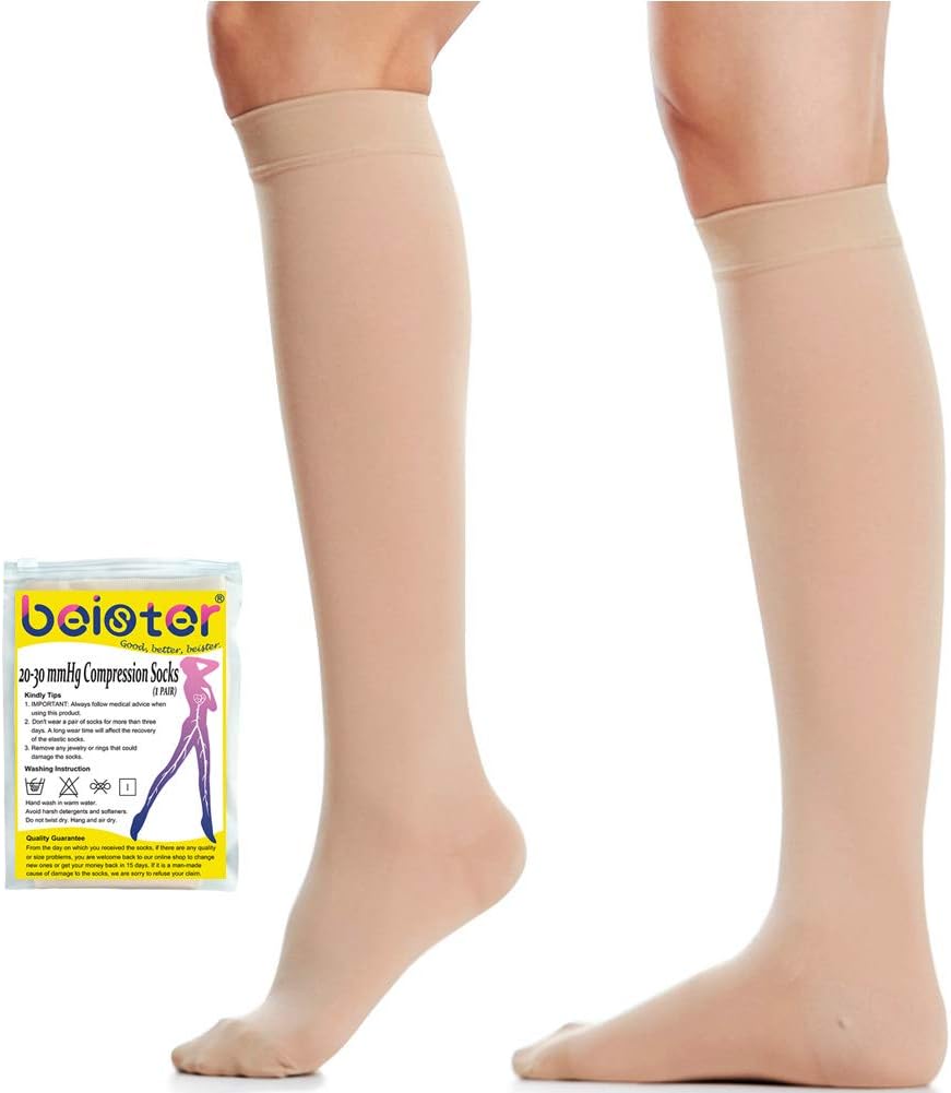 Beister Medical Closed Toe Knee High Calf Compression Socks for Women & Men