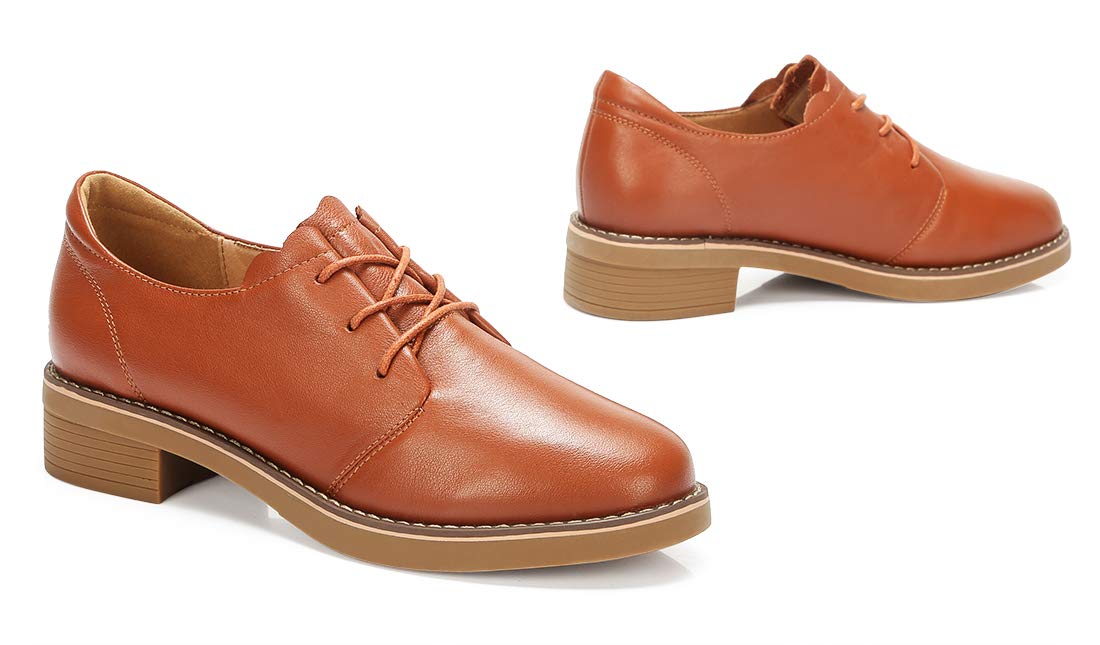 CAMEL CROWN Derbies Femme Oxford Lacets Chaussures Cuir Confort Doux Daily Loisir Noir Marron EU36-40