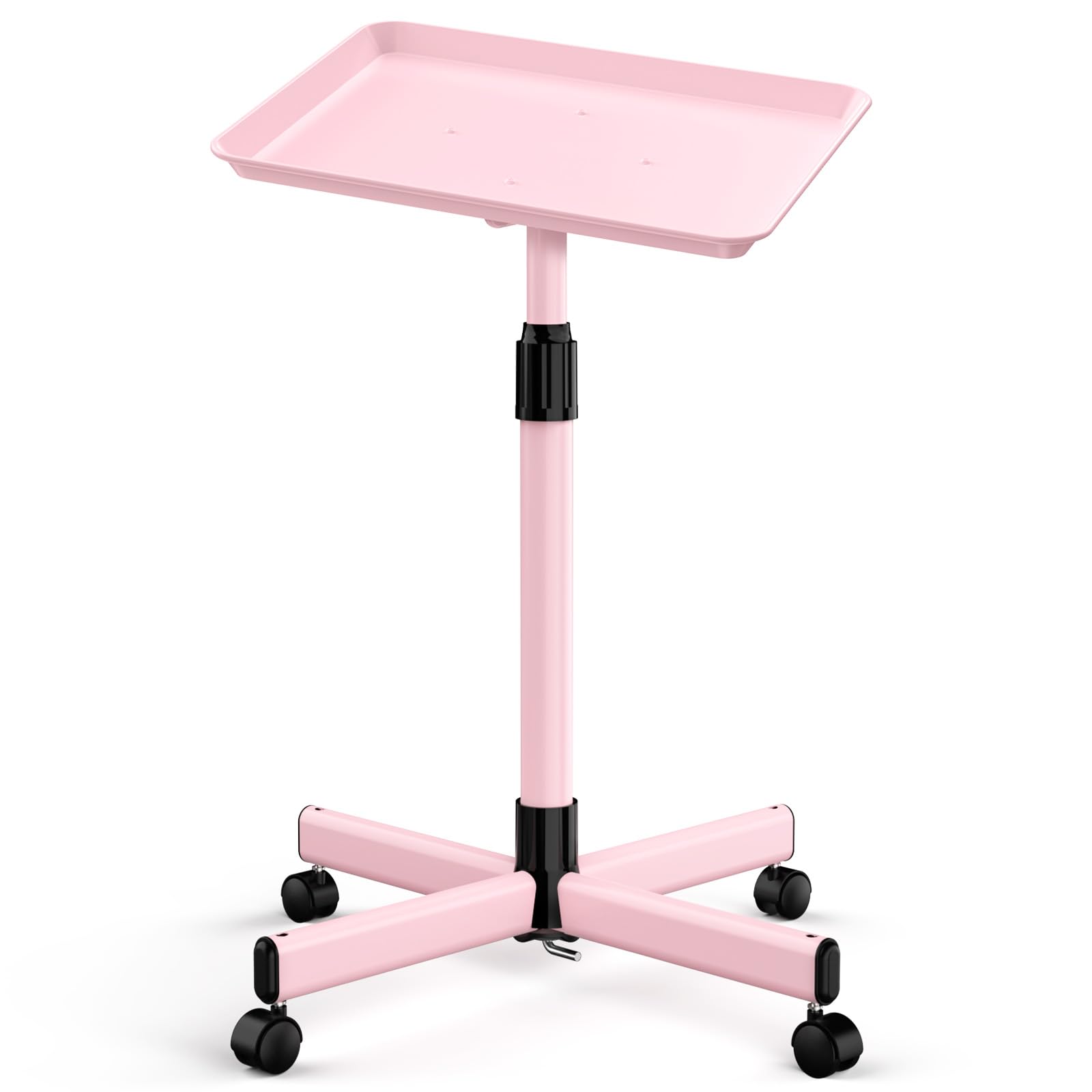 Photo 1 of ORSUCCDE Salon Tray on Wheels, Premium Aluminum Tattoo Tray Rolling Tray, Adjustable Salon Service Rolling Trolley Cart for Clinic Spa(36inch-Pink)
