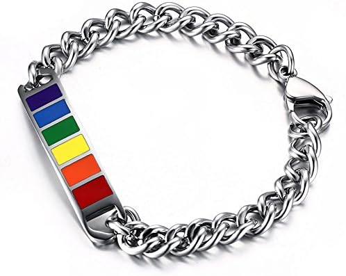 MAGINY Enameled Titanium Steel Arc Board Chain Bracelet Rainbow Gay Pride Jewelry