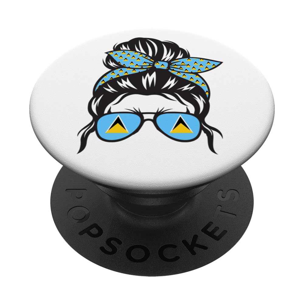 Saint Lucian Girl Saint Lucian Roots St Lucia Flag PopSockets Swappable PopGrip