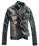 King Ma Men's Denim Jacket Slim Fit Jean Coat