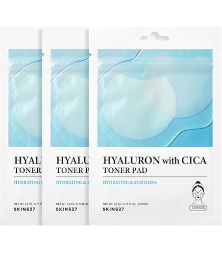 Amazon.com : SKIN627 Hyaluron with Cica Toner Pad | Korean Facial