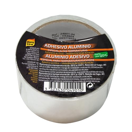 PYRO FEU 24901-24 Nastro adesivo alluminio-40 micron. Resiste fino a 110 oC, grigio