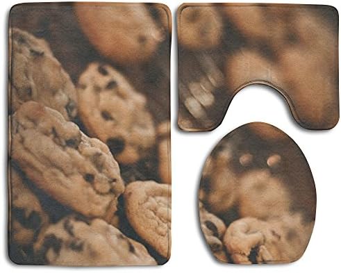 NEW Gourmet Cookies 3 Piece Bathroom Mats Set Non-Slip Bathroom Rugs/Contour Mat/Toilet Cover