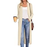 AYIFU Womens Maxi Cardigan Lightweight Long Sleeve Open Front Casual Cardigans Duster with Pockets