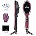 Ionic Hair Straightener Brush, w/Ceramic Heater and Temperature Settings Design, Flexible Floating Massage Head Design Hair Straightening Brush + 4 Bonus Included (New Pink)