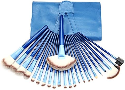 eHoorayHandle Makeup Brush Set Powder Foundation Blusher Cosmetics Brushes Kit With Bag (24 Pcs Blue)