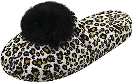 Hairy Pompom Thick Sole Slip-On Indoor Slippers Autumn Winter Soft Thermal Cotton Comfort Antiskid Foorwear Foot Warmer House Shoes Mules for Women Girls, UK Size 2.5-4