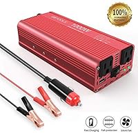 EBTOOLS Car Power Inverter, 1000W/2000W Inverter 12V DC to 110V AC Car Converter with 2 AC Outlets and 2.1A USB port for Laptop, Smartphone, Household Appliances in case Emergency Storm and Outage