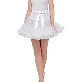 Aprildress Women's Fluffy Petticoat Tutu Skirt Underskirt for Costume Dress like Cosplay Halloween Party PPT625 White