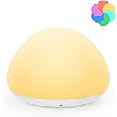 JolyWell Baby Night Light for Nursery, Soft Silicone Tap Control Night Lamp with 8 Color Changing, Stepless Dimming, Rechargeable Portable Night Light for Kids, 1H-Timer, Warm Light for Breastfeeding
