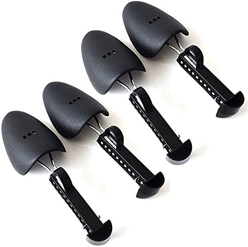 Rhumen 2 Pairs Practical Plastic Adjustable Length Men Shoe Tree Stretcher Boot Holder Organizers (2 Pairs Black)