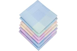 Houlife Women's 100% Cotton Striped Checkered Pattern Handkerchief with Assorted Color Elegant Hankies, 17 * 17 Inches