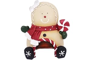 Ulifery Christmas Ornament Gingerbread Man Aquarium Decorations for Betta Hiding in 5-30 Gallon Fish Tank, Khaki and Red