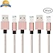 XIANDAN iPhone Charger - 3Pack 10FT Lightning to USB Nylon Braided Cord Charging Cable for iPhone 7 Plus 6S 6 SE 5S 5C 5, iPad 2 3 4 Mini Air Pro, iPod - Rose&Gold
