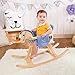 Teamson Kids - Safari Wooden Rocking Horse with Removeable Safety Surrond Pad for Toddlers - Natural / Blue