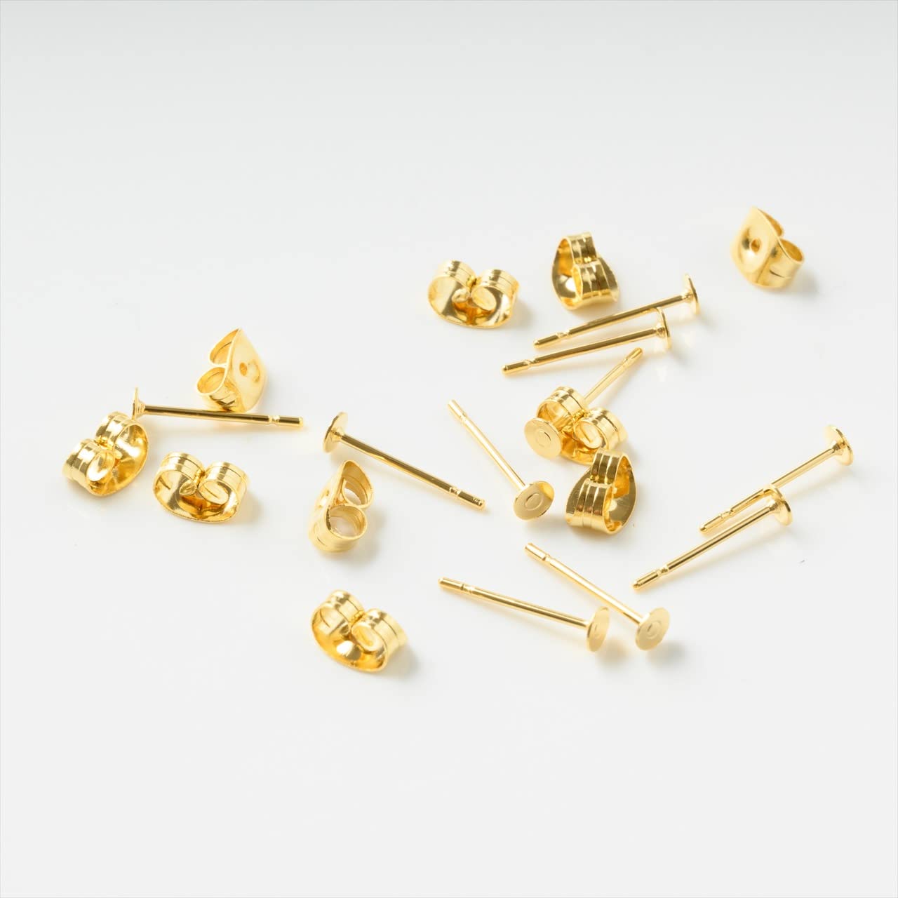 ピアスパーツ 316L ステンレス 金属アレルギー対応 平皿付 キャッチ付 約1.2cm 20個 金 ハンドメイド アクセサリーパーツ の商品画像