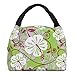 Aosbos Reusable Insulated Lunch Box Tote Bag (Green Flowers)