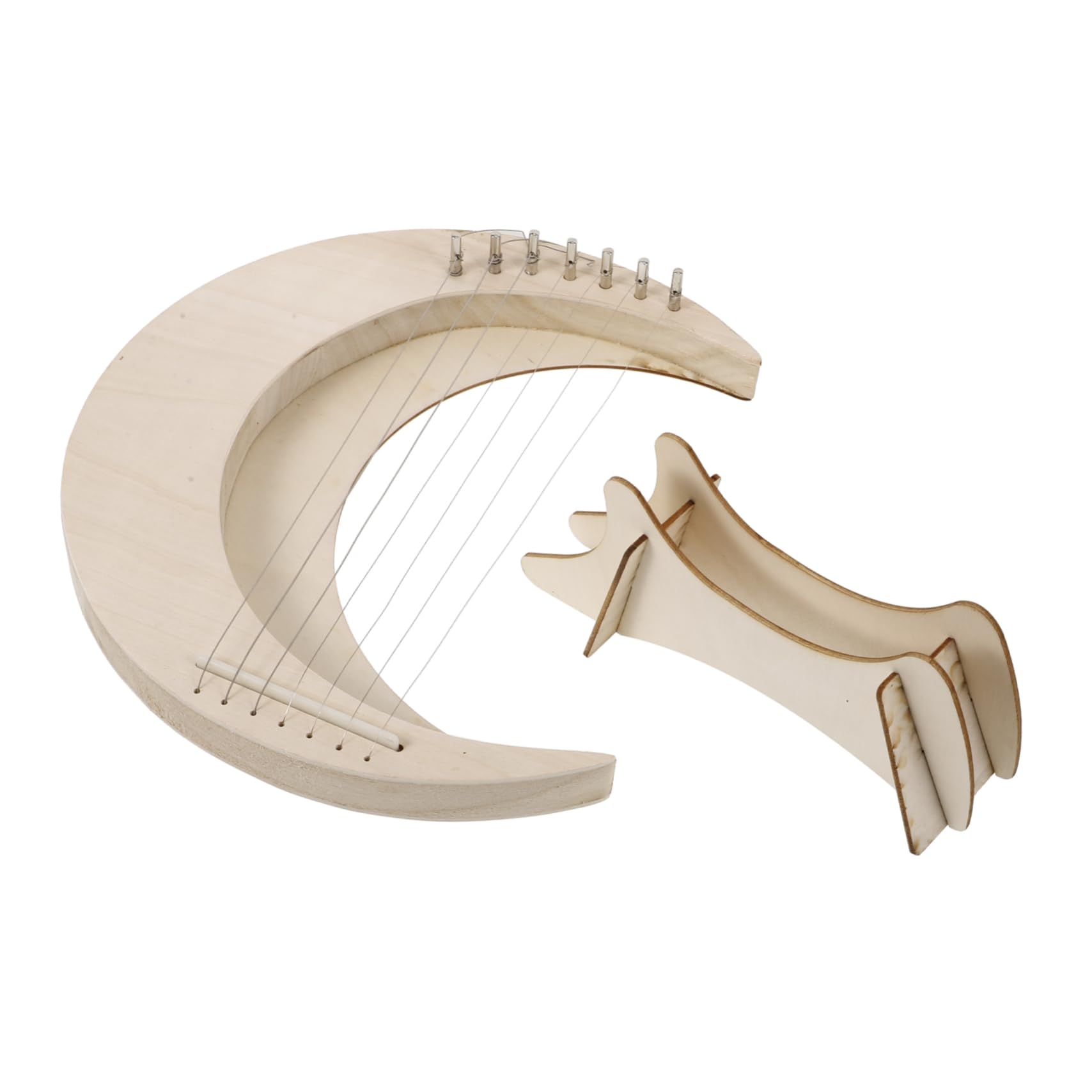 Toyvian 7-String Wooden Lyre Harp Musical Instrument with Base Portable Handheld Harp for Beginner Kids Music Practice and Home Decoration