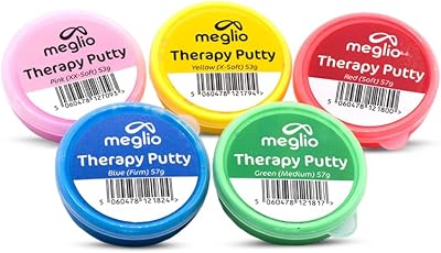 Meglio Hand Therapy Putty - 5 Color Coded Strength Training Tubs