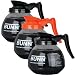 BUNN Regular and Decaf Glass Coffee Pot Decanter/Carafe, 12 Cup, 2 Black and 1 Orange, Set of 3 primary
