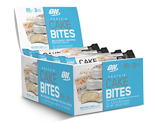 OPTIMUM NUTRITION Protein Cake Bites, Whipped Protein Bars, On the Go, low sugar, Protein Dessert, Flavor: Birthday Cake, 12 Count