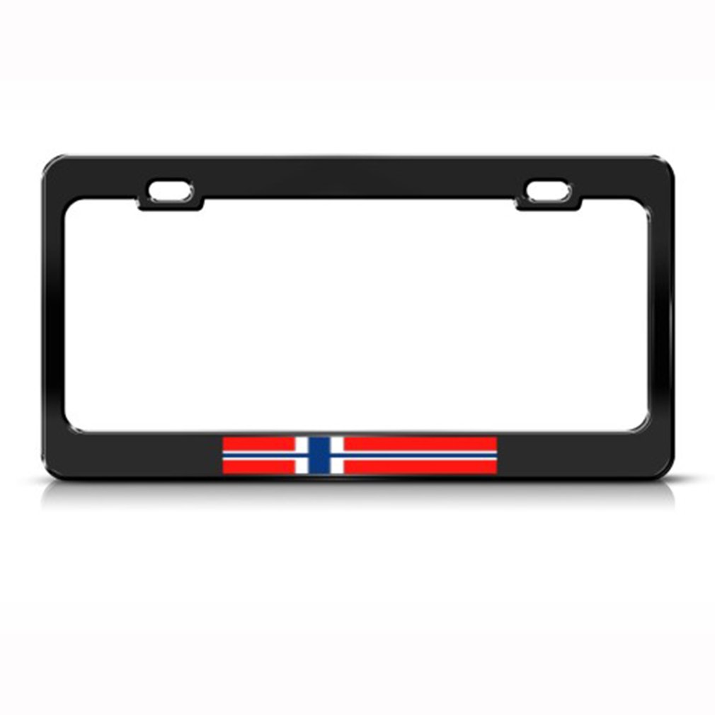 NORWAY FLAG NORWEGIAN Metal License Plate Frame Tag Holder Two Holes Auto Parts and Vehicles