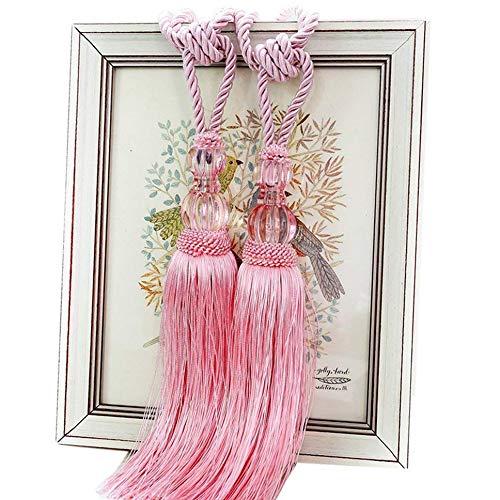 BTMB 1 Pair Window Curtain Tie Tassel Curtain Holdbacks Ball Tiebacks Buckle Fastener for Home Decor (Pink)