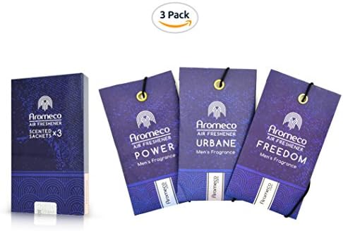 Aromeco Car Air Freshener - Wardrobe Freshener - Shoe Freshener - Toilet Freshener - Room Freshener - Scented Sachet - Men's Fragrance - Mixed, Pack of 3