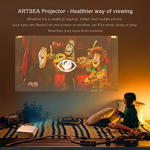 Video Projector ARTSEA, +10% Brighter Than Ordinary LED Projector Home Theater Movie Projector Support 1080P for PC Laptop PS4 XBOX Smartphone iPhone TV Box, with AV HDMI Cable - Thumbnail 2