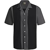 Hardaddy Men's Camp Collar Retro Vintage Bowling Button Down Shirt with Pocket Casual Short Sleeve Beach Shirts Summer