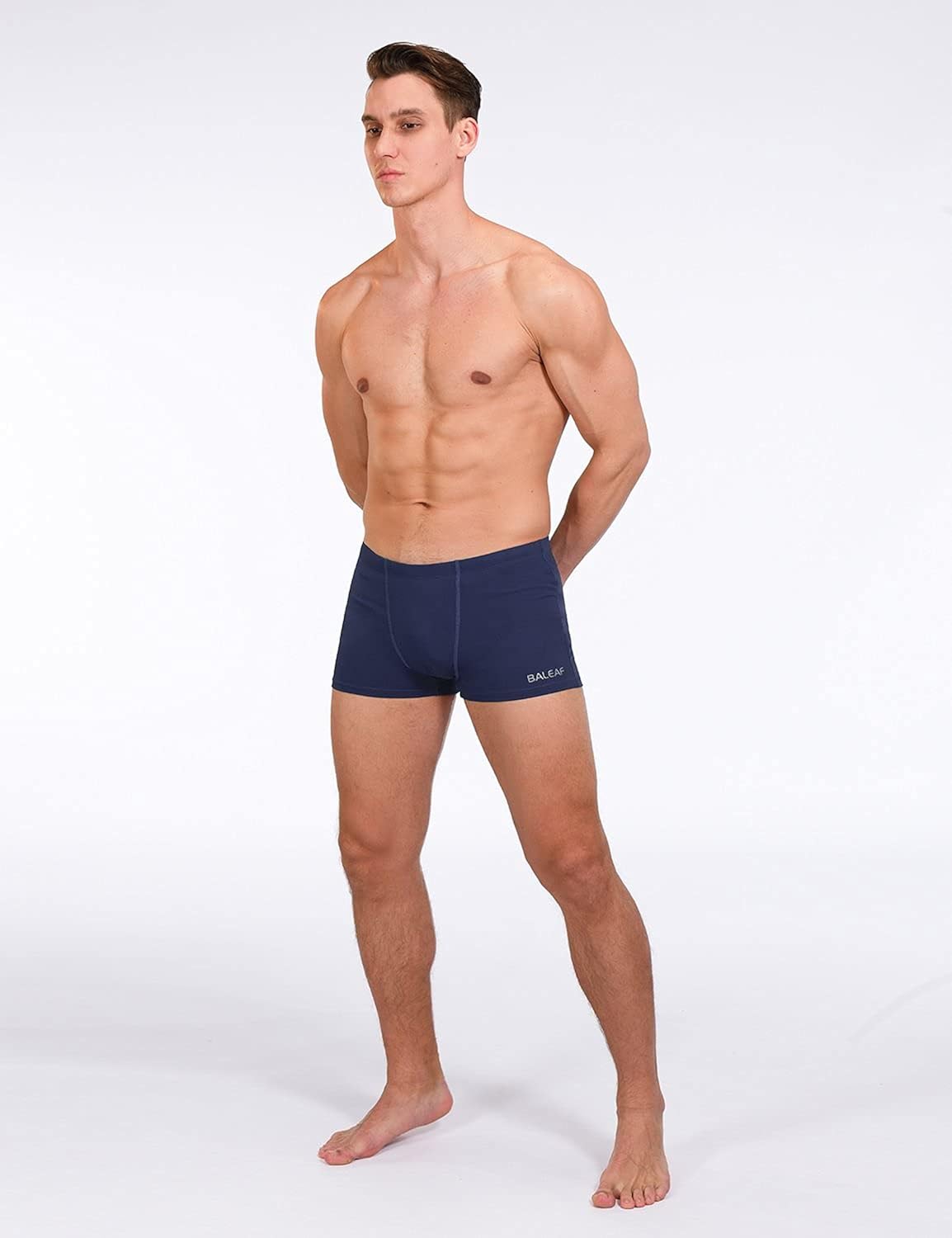 BALEAF Men's Athletic Swim Jammers PBT Durable Square Leg Briefs Training Swimsuit: Clothing