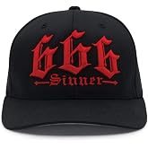 RED DEVIL CLOTHING 666 Sinner Flexfit Cap &ndash; Unisex 6-Panel Structured Baseball Hat with 3D Embroidery
