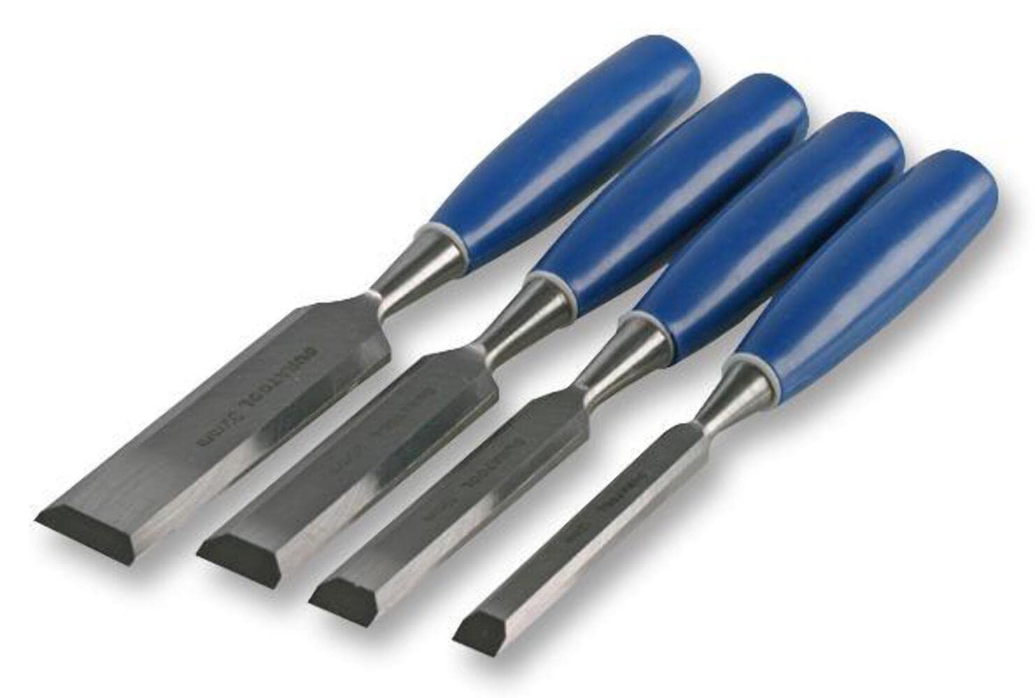 Duratool D00253 Wood Chisel Set – 4‑Piece, Precision Ground, Drop‑Forged Blades