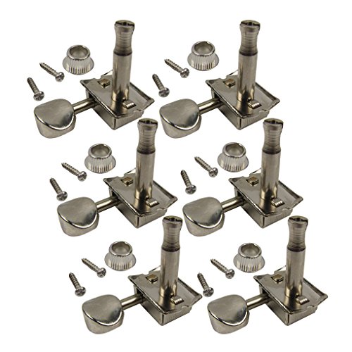 IKN Guitar Tuning Pegs 6-in-line Nickel Fender Vintage Style Strat Style Machine Head