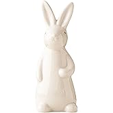 realideas Spring Easter Bunny Figurine Decoration - White Ceramic Rabbit Statue, 7.2 Inches Height, One Pcs Easter Bunny Figurines for Table Centerpiece, Mantel, Shelf, Home Decor