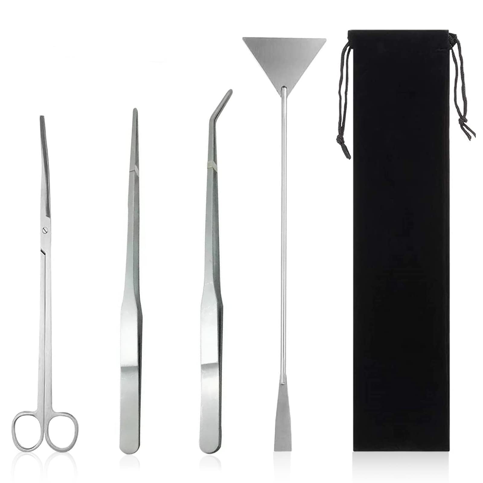 Houdao 4 in 1 Aquascaping Tools: Stainless Steel Aquarium Scissors, Tweezers, Scraper for Fish & Aquarium Plants