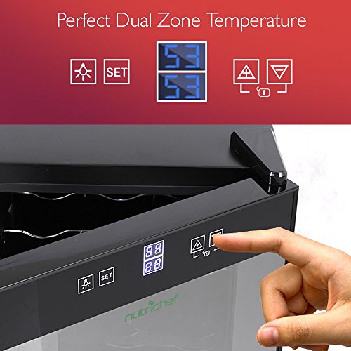 NutriChef PKTEWCDS1802 18 Bottle Dual Zone Thermoelectric Wine Cooler
